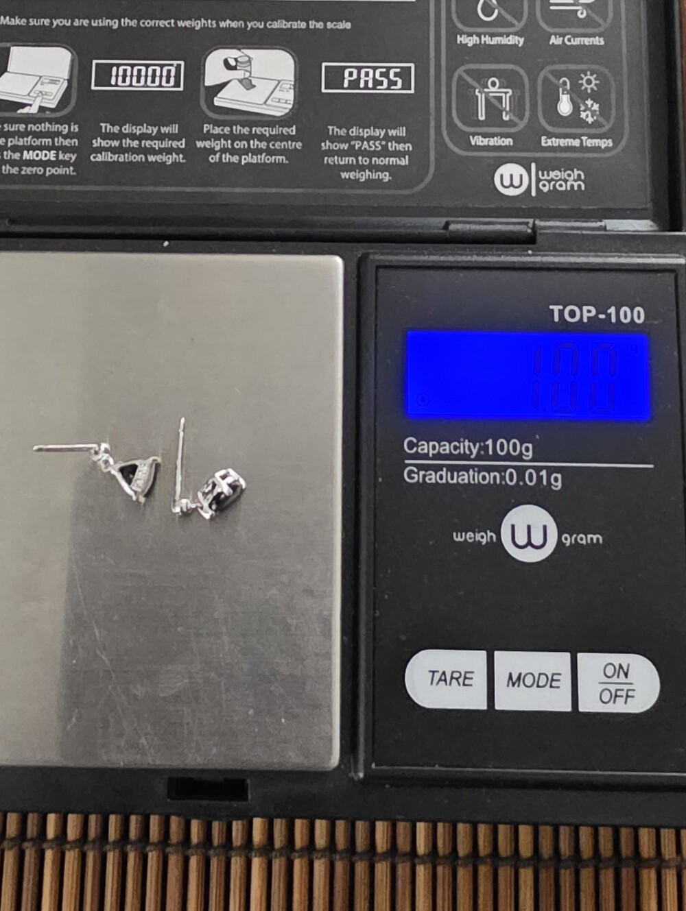 10k Sapphire, Diamond White Gold Earrings - Picture 11 of 11